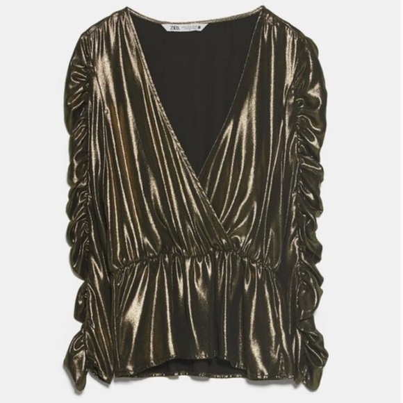 Zara Metallic Top With Gathering - Picture 1 of 4